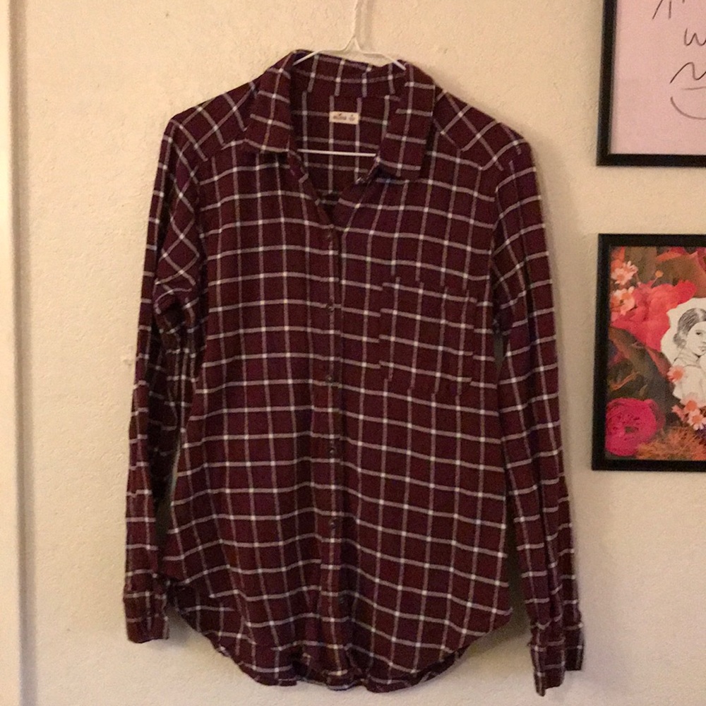 Dark red and off-white flannel